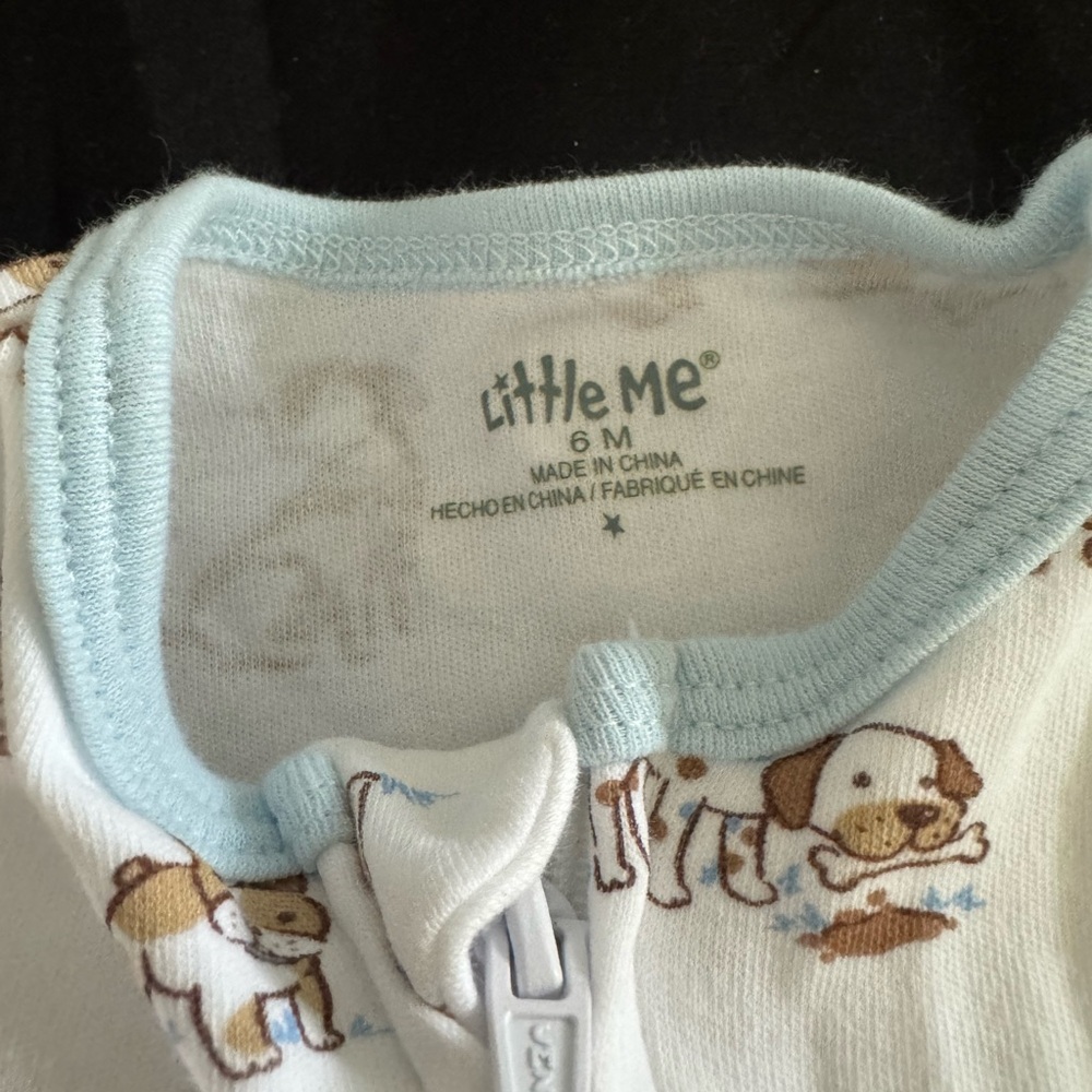 Little Me Blue Striped & Cream Puppy Print Footed Set - Picture 4 of 5